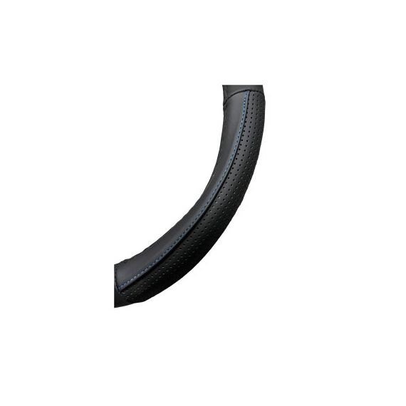 Husa volan piele cu gaurele marimea M neagra cusatura albastra Cod: 1319-poza 2-Dacenergy.ro