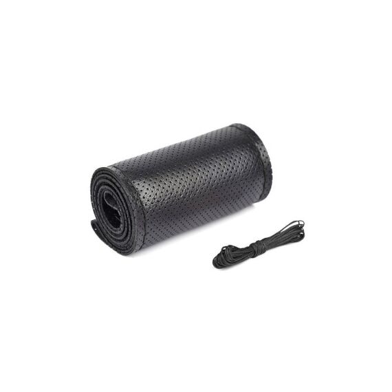 Husa volan cu ac si ata piele cu gaurele negru marime M 38cm latime 11.5cm Cod: LUXFST01-Dacenergy.ro