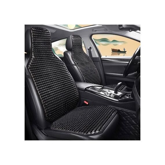 Husa scaun auto cu bile din lemn culoare Neagra 122x42cm Cod: PGP08-poza 2-Dacenergy.ro