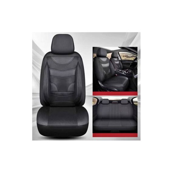 Huse Auto Universale 11 Piese fractionate  Negru cu Negru Compatibile Scaune Fata si Spate Cod: HNG1321-1-poza 2-Dacenergy.ro
