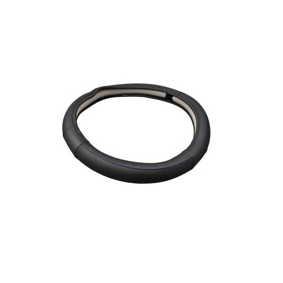 Husa volan piele cu gaurele marimea M neagra cusatura albastra Cod: 1319-poza 3-Dacenergy.ro