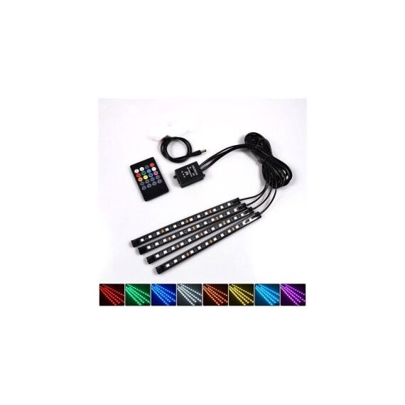 Kit interior LED 12 SMD RGB cu telecomanda si aplicatie BTT  22cm Cod: JS01-5V-poza 2-Dacenergy.ro