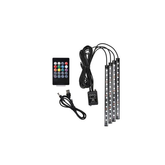 Kit interior LED 12 SMD RGB cu telecomanda si aplicatie BTT  22cm Cod: JS01-5V-Dacenergy.ro