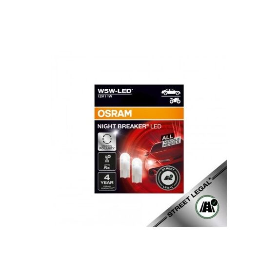 Leduri auto pentru pozitie Osram W5W Night Breaker LED 1W 12V Omologate RAR Cod: 2825DWNBB2-Dacenergy.ro