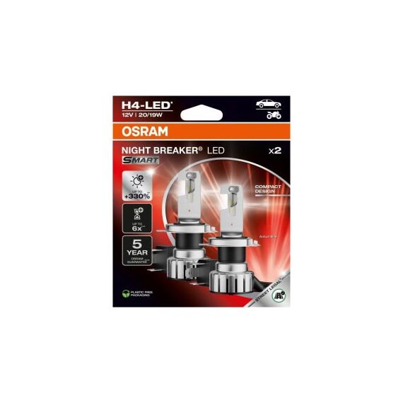 Bec Led Osram H4 Night Breaker Smart Omologat RAR +330% 12V 20/19W Cod: 64193DWNBSMB2-230-Dacenergy.ro