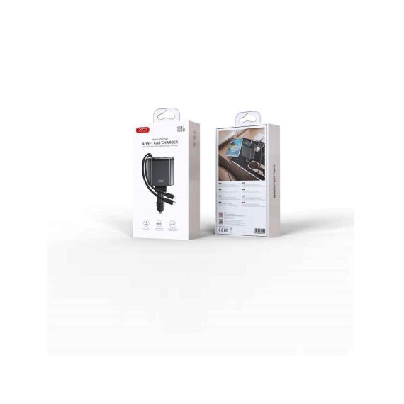 Incarcator auto XO SMART cu cabluri retractabile ,voltmeru, iesire USB-A si USB tip C  Cod: XO-CC62-poza 3-Dacenergy.ro