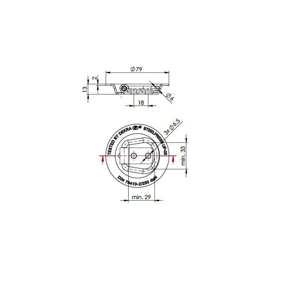 Prindere podea incastrata cu cupa rotunda 250 kg pentru remorci mici si medii Cod: UP-03-poza 3-Dacenergy.ro