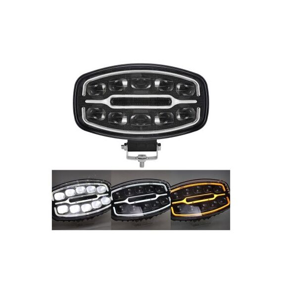 Proiector LED auto 2 faze cu DRL alb si portocaliu 12V 24V 55W omologare E9 Cod: 202507-poza 2-Dacenergy.ro