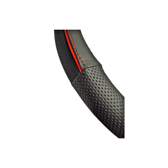 Husa volan auto premium imitatie piele M 38 cm negru cu linie rosie Cod: WPU02B-poza 2-Dacenergy.ro