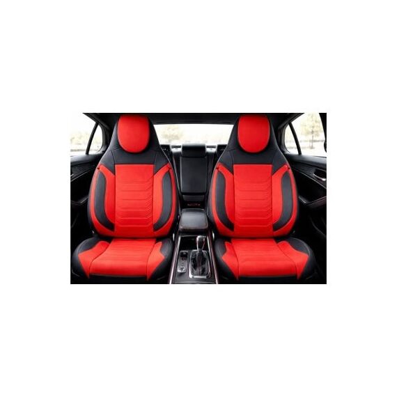 Huse scaune auto universale fractionate Premium cu tetiera fata incorporata negru cu rosu  Cod: HNG-C509-3-poza 4-Dacenergy.ro