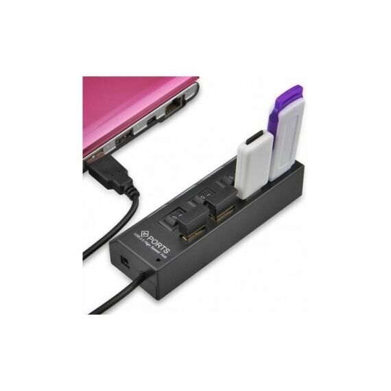 Hub USB multiplu 4 porturi USB 2.0 High Speed cu intrerupator LED si alimentare DC-poza 5-Dacenergy.ro