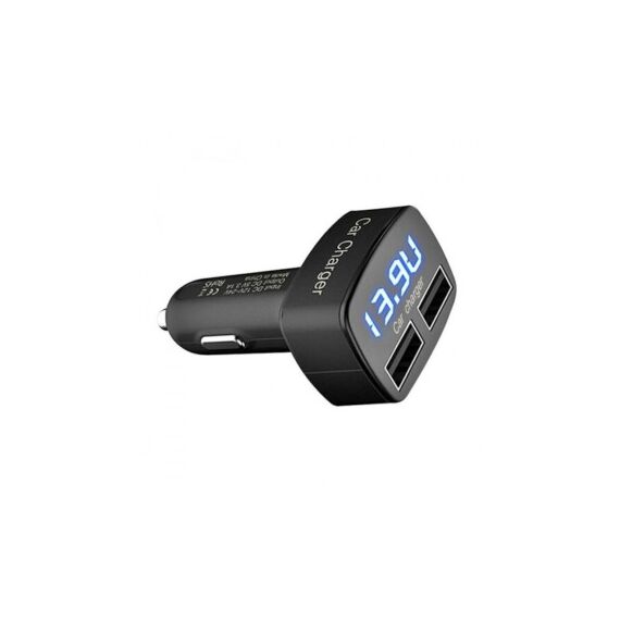 Incarcator auto 3 in 1: voltmetru, termometru si incarcator cu 2 porturi USB   Cod: PG281-Dacenergy.ro