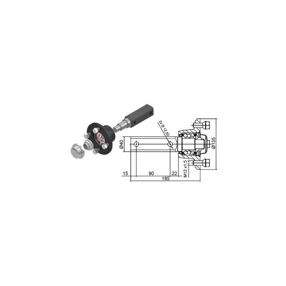 Butuc roata remorca 4x100 cu ax complet si accesorii  Cod: CW-0203-poza 3-Dacenergy.ro