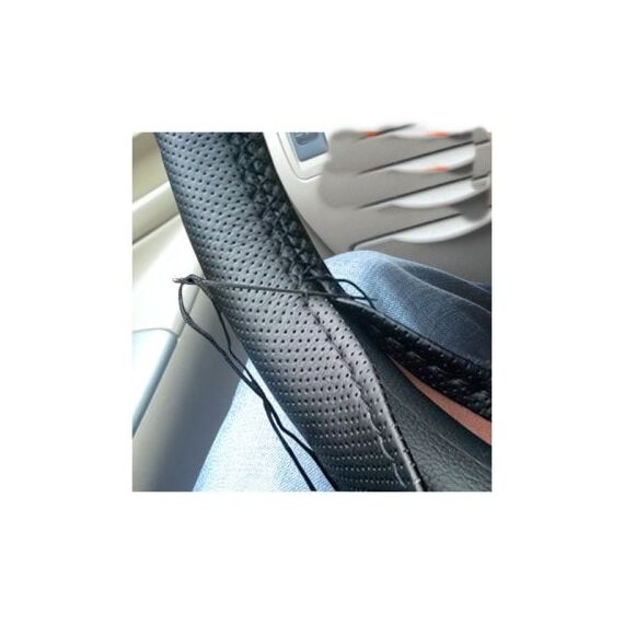 Husa volan piele cu gaurele  marimea L  culoare Negru Cod: LUXA399-poza 3-Dacenergy.ro