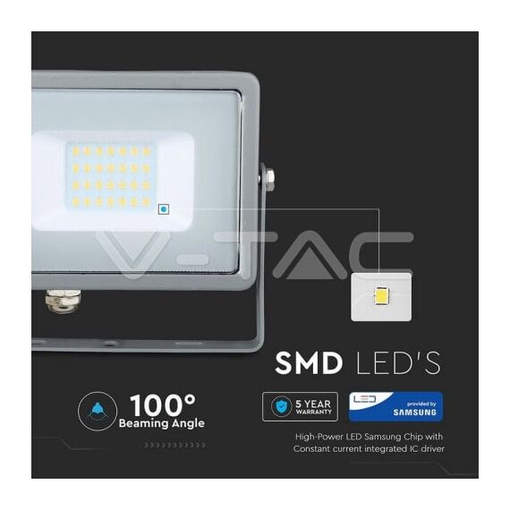 Proiector LED 20W Cip SAMSUNG SMD Corp Gri 6400K COD: 447-poza 4-Dacenergy.ro
