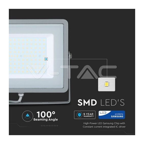 Proiector LED de 100W SMD SAMSUNG Corp Gri 6400K COD: 474-poza 4-Dacenergy.ro