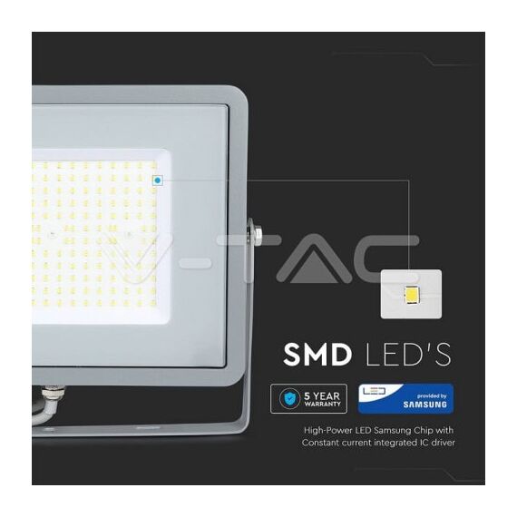 Proiector LED SMD 100W Cip SAMSUNG Slim Gri 6400K 120LM/W COD:771-poza 3-Dacenergy.ro