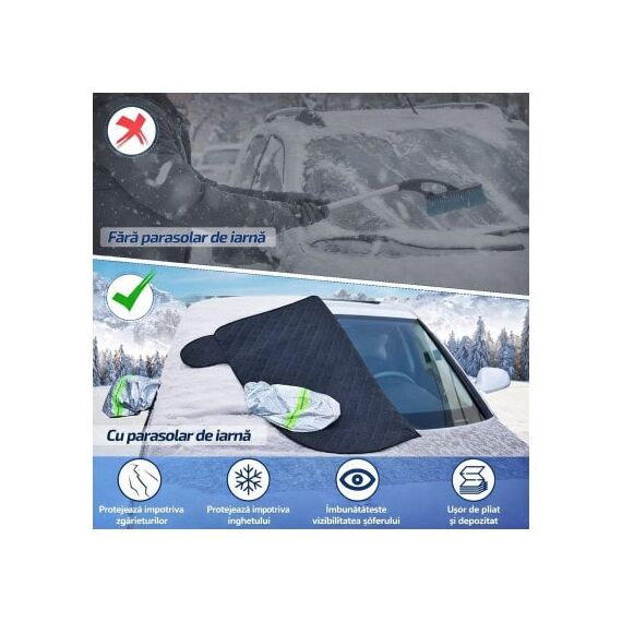 Parasolar exterior iarna vara cu protectie oglinzi, geamuri fata laterale si capota 234x144cm Cod: CST-234144-poza 5-Dacenergy.ro