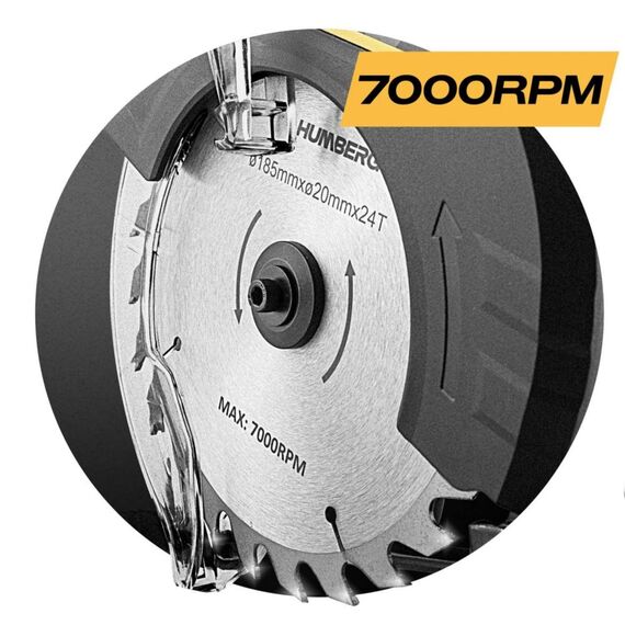 Ferastrau circular, constructie solida, motor eficient, 2500-5500 rpm, reglarea unghiului de taiere, extragerea prafului, ghidaj paralel, 24 dinti taietori, 1200 W-poza 11-Dacenergy.ro