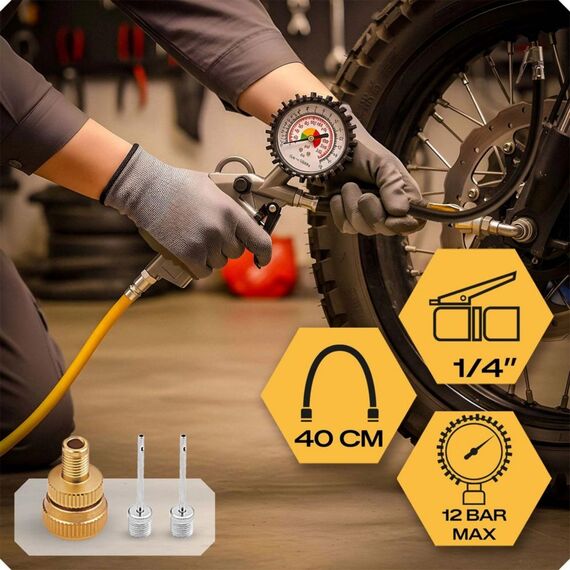 Trusa de scule pneumatice cu 8 piese pentru compresor, cablu flexibil de 40 cm, cablu spiralat de 5 m, rezervor superior de 600 ml, pistol de intretinere 1 l-poza 7-Dacenergy.ro