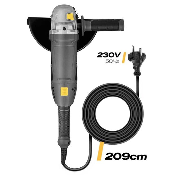 Polizor unghiular, viteza 6500 rpm, maner rotativ la 180°, diametru disc 230 mm, reglarea pozitiei manerului in 3 etape, cablu de alimentare 209 cm, protectie cu disc metalic, Soft Start, 2000 W-poza 11-Dacenergy.ro