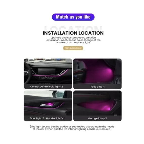 Set 18 lumini ambientale RGB cu aplicatie BT Cod: NVEL-AMBI18LED 12V-poza 2-Dacenergy.ro