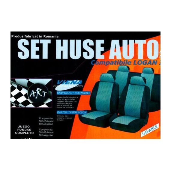 Huse auto compatibile Logan III  CONFORT 2020->  hexagon cu gaurele negru/cusatura rosie-Dacenergy.ro