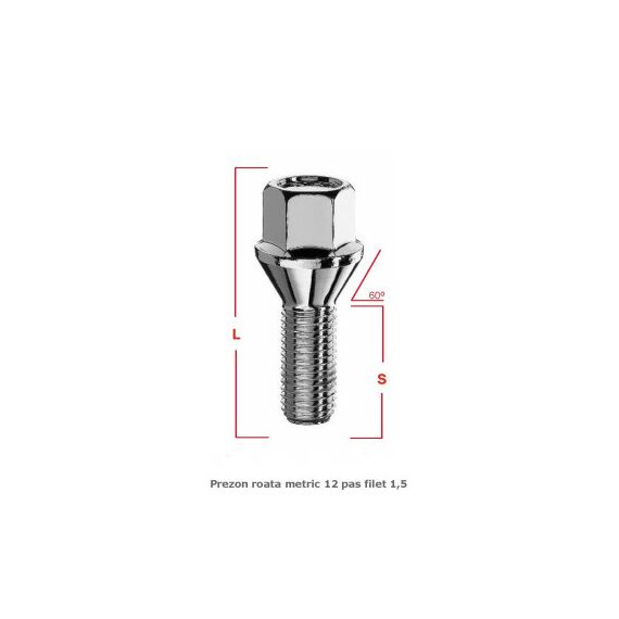 Prezoane pentru jante de aluminiu, dimensiuni M12x1,5 mm, lungime 28 mm, cu con drept Cod: B104-poza 4-Dacenergy.ro