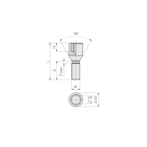 Prezoane pentru jante cu cap ingropat chei imbus  M12x1,5 mm, lungime 26mm, cu con drept  Cod: B352-poza 2-Dacenergy.ro