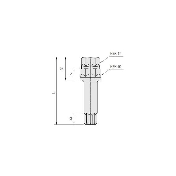 Cheie pentru prezon piulita cap ingropat imbus pentru cheie roata HEX 17 / HEX 19 Cod: A101-poza 2-Dacenergy.ro