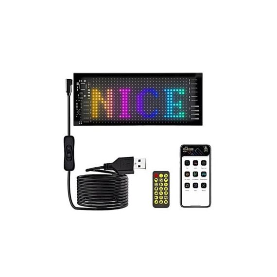 Afisaj LED programabil ochi Devil animatii control bluetooth si telecomanda,USB,5V 192mmx1760mm Cod: FS-90018-poza 6-Dacenergy.ro
