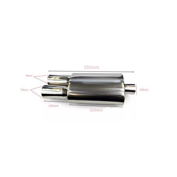 Toba sport inox dubla, diametru intrare 60 mm, lungime totala 550 mm, corp 320 mm Cod: 801212-7676P-poza 5-Dacenergy.ro