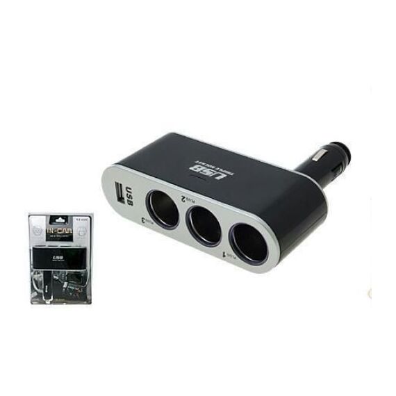 Prelungitor priza 3 cai auto si 1 USB  WF005-Dacenergy.ro