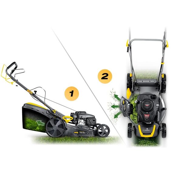 Masina de tuns iarba pe benzina cu actionare autopropulsata, carcasa din otel ranforsat, motor LONCIN, 3,5 kW, 4 timpi, 70 l, 196 cm³, latime de cosire 51 cm, reglare centrala a inaltimii, 6 niveluri, 30–80 mm-poza 3-Dacenergy.ro