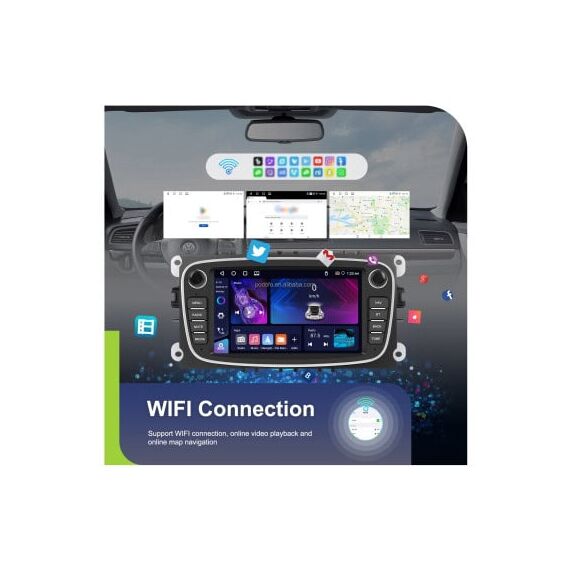 Navigatie Android 7 inch 4GB+64GB CarPlay Android Auto GPS WiFi FM RDS compatibila Ford Cod: A3855-poza 6-Dacenergy.ro