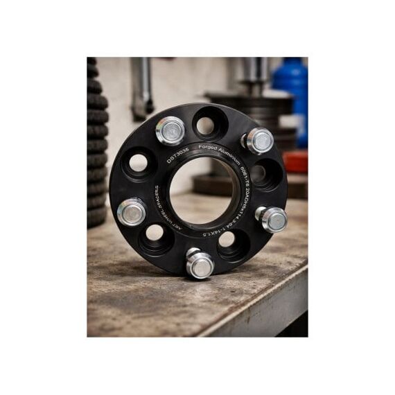 Distantier janta auto 20 mm 5x114.3 centrare 64.1 prindere dubla cu piulite M14x1.5 aluminiu forjat negru Cod: DST3035-poza 3-Dacenergy.ro