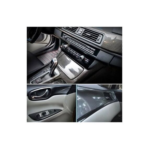 Rola folie auto autocolant Pet Premium carbon negru 1.52m x 18m cu tehnologie eliminare bule Cod: PET10085-poza 3-Dacenergy.ro
