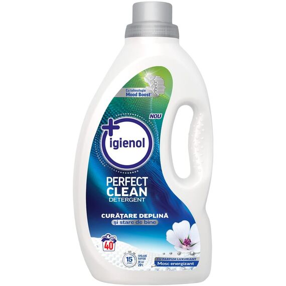 Detergent lichid Igienol Perfect Clean White Musk, antibacterian, curatare profunda, 40 spalari, 1.6L-Dacenergy.ro