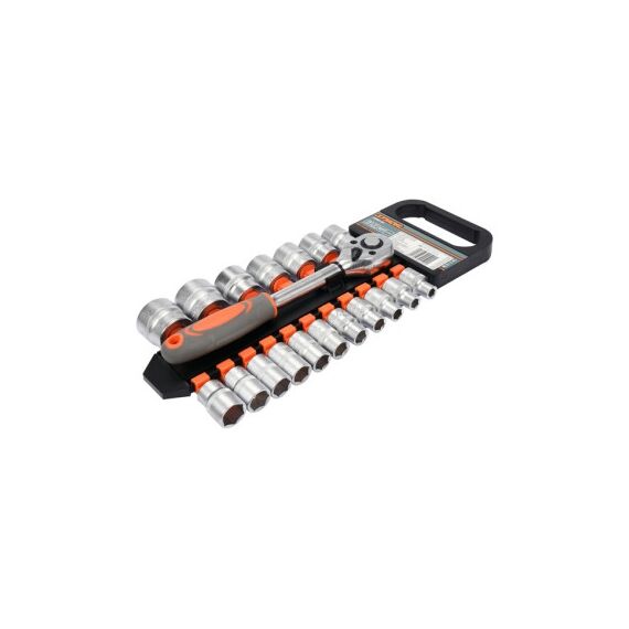 Set chei tubulare hexagonale auto 1/2 inch 19 piese cu clichet 72T Cod: 58634-poza 2-Dacenergy.ro