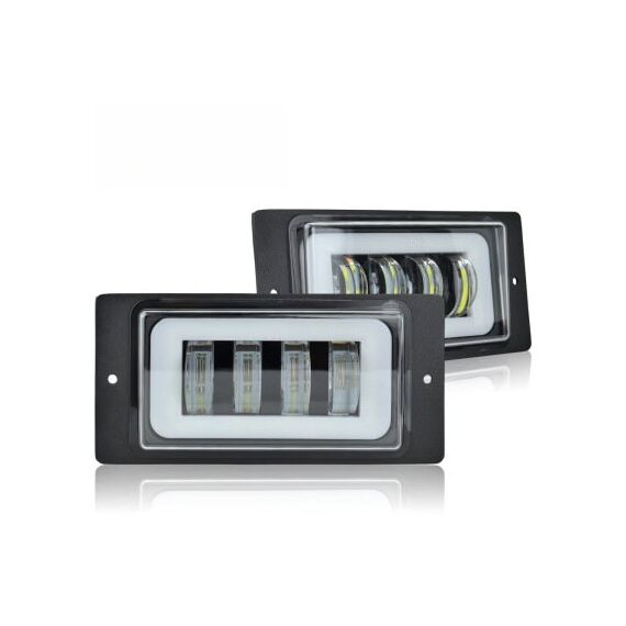 Proiector LED auto 15W cu angel eyes DRL alb sau galben 12V 24V Cod: HH-LD4-Dacenergy.ro