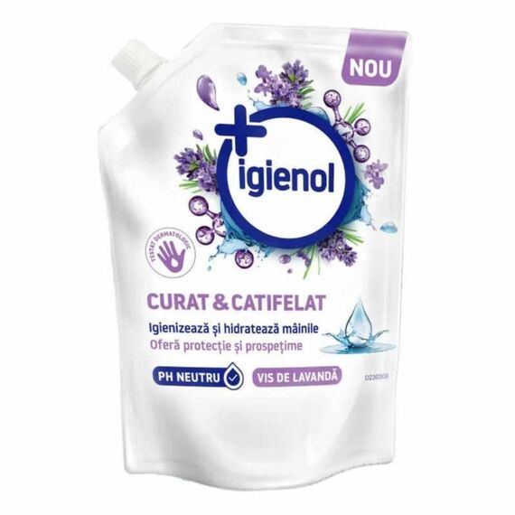 Rezerva sapun lichid Igienol, formula antibacteriana, parfum lavanda, 500 ml, mov-Dacenergy.ro
