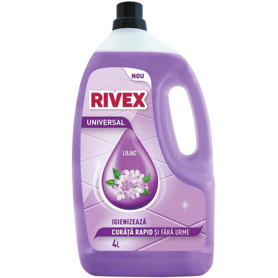 Solutie curatare pardoseli Rivex, lichid, universal, eliminare mirosuri, 4L, liliac-Dacenergy.ro