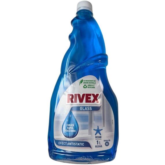 Rezerva solutie curatare geamuri Rivex, lichid, parfum ocean, 1 L, albastru-Dacenergy.ro
