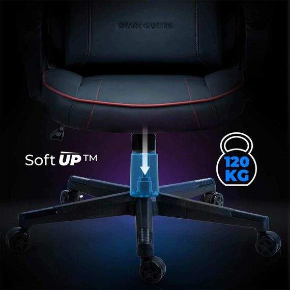 Scaun de gaming, perna lombara, reglare a inaltimii, 103-123 cm, se rotesc la 360°, mecanismul Soft UP™, negru si rosu-poza 9-Dacenergy.ro