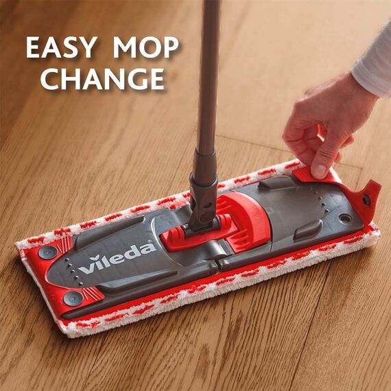 Rezerva mop Vileda Ultramax, microfibra, curatare 2 in 1, super absorbanta, 1 buc, alb si rosu-poza 4-Dacenergy.ro