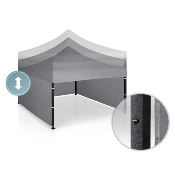 Pavilion de gradina, cu 3 pereti, fabricat din PVC, constructie din otel, acoperisul din PVC 1280D – 100% impermeabil, filtru UV UPF50+, 3 x 3 m, gri-poza 11-Dacenergy.ro