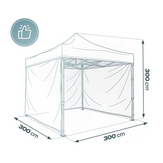 Pavilion de gradina, cu 3 pereti, fabricat din PVC, constructie din otel, acoperisul din PVC 1280D – 100% impermeabil, filtru UV UPF50+, 3 x 3 m, albastru-poza 8-Dacenergy.ro