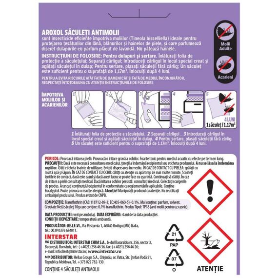 Saculeti anti molii, lavanda, protectie haine, 4 buc, mov-poza 2-Dacenergy.ro