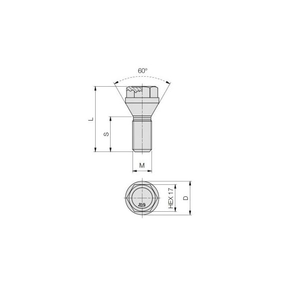 Prezon janta auto M12x1.5 26mm cap scurt cap cheie 17 con drept Cod: B203-poza 2-Dacenergy.ro