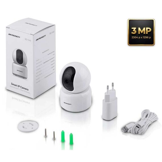 Camera monitor rotativ pentru bebelusi, Wi-Fi 2,4 GHz, Bluetooth, microfon, difuzor incorporat, functia de urmarire a miscarii, zoom digital 3x, unghi de vizualizare 95°, alba-poza 12-Dacenergy.ro